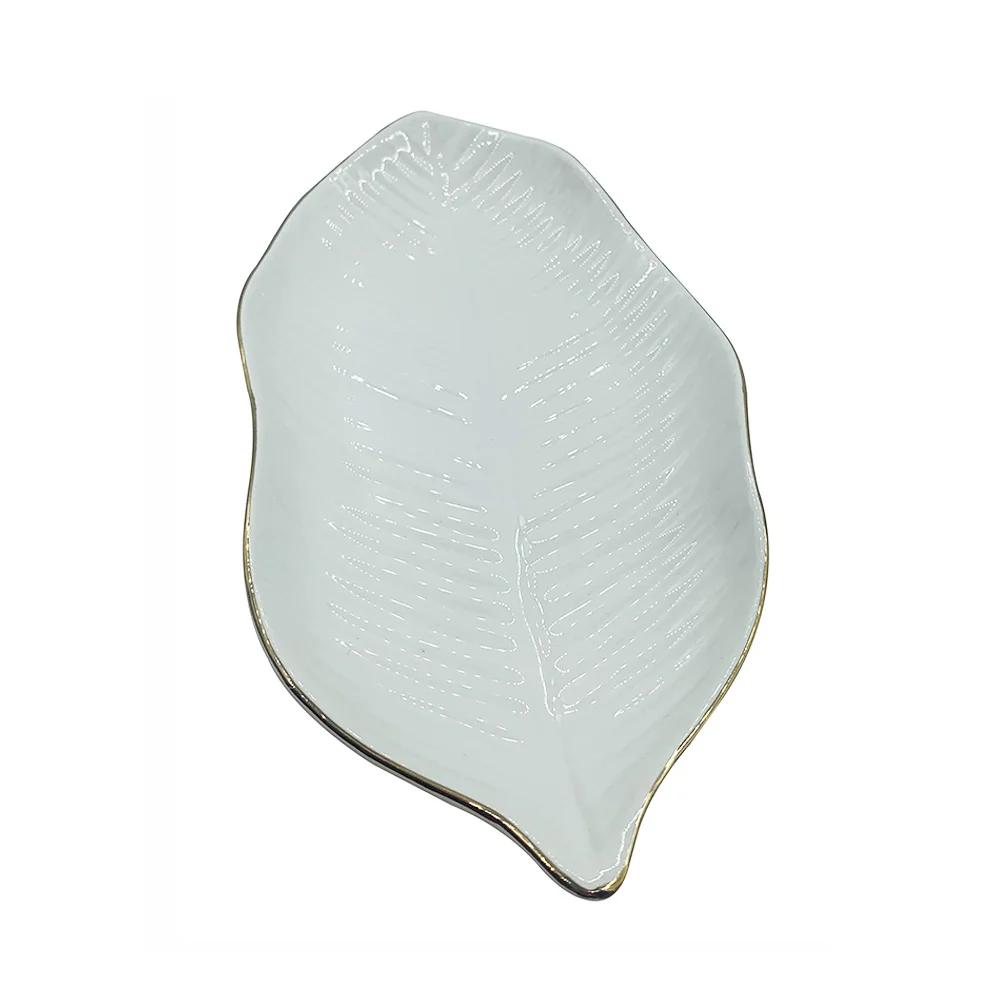 white Ceramic Dish Plates with leaf Design  Modern Tableware Sets with espcial shape  Desktop Saucer Jar for Home and Restaurant