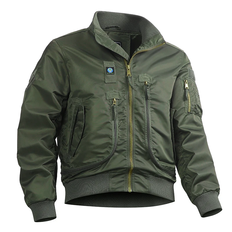 pilot winter streetwear nylon windproof wind breaker designer Custom embroidered Bomber men jacket_voghion.com