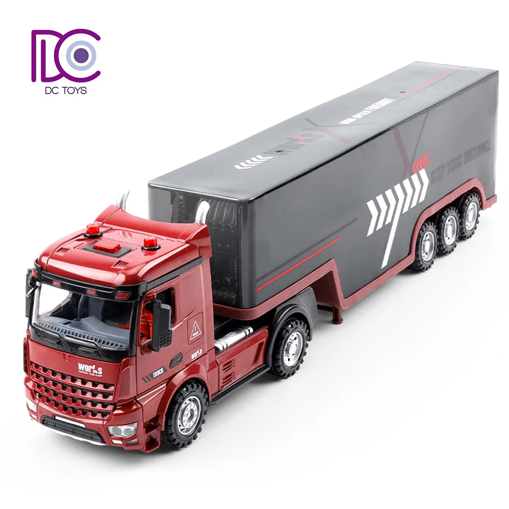DC Toys Light and Sound Container Truck Toy Tractor Trailer Play Toy Tow Truck Vehicle for Kids
