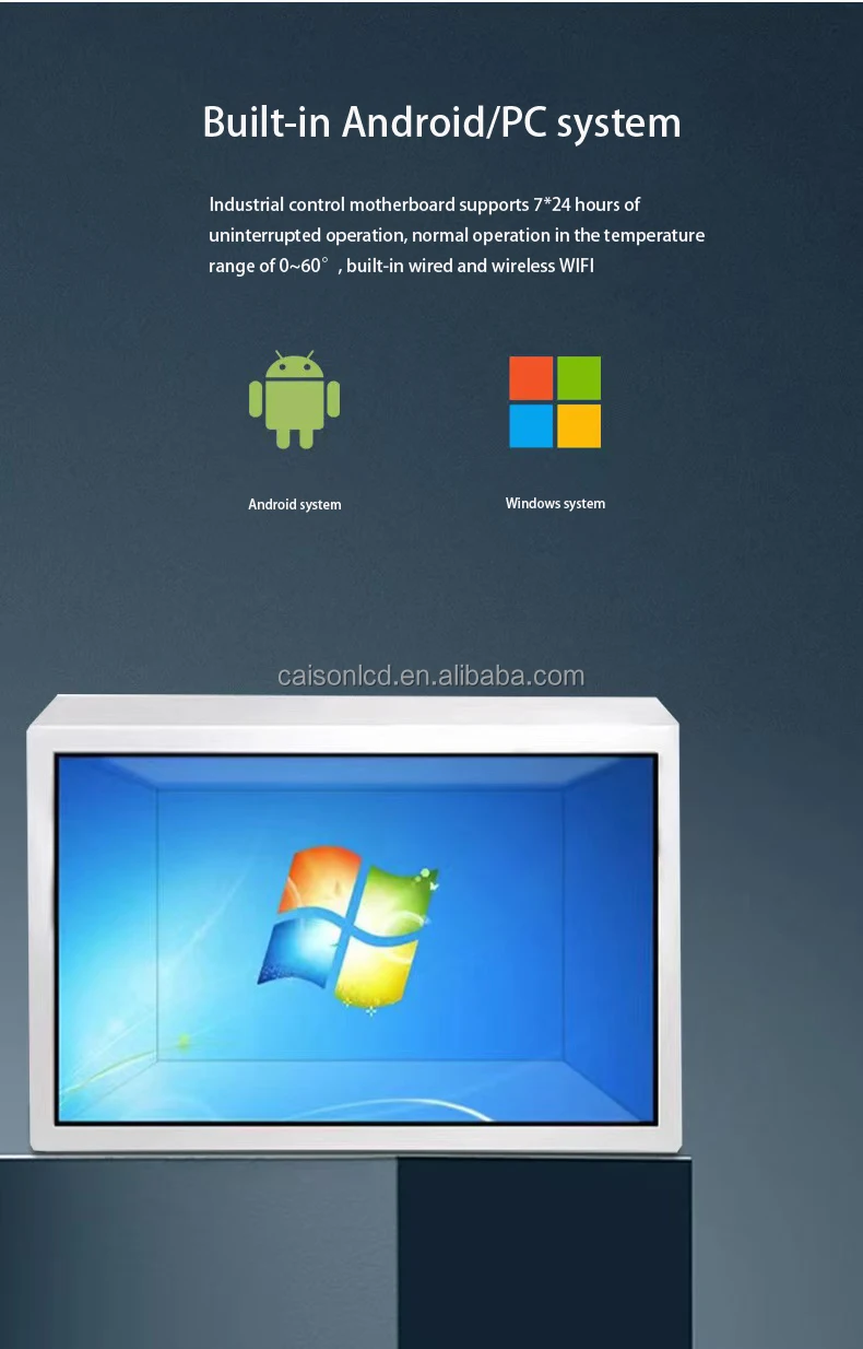 32-Inch Transparent Smart Touch Screen LCD Showcase Cabinet FHD Display Android Windows System Indoor Advertising Equipment manufacture