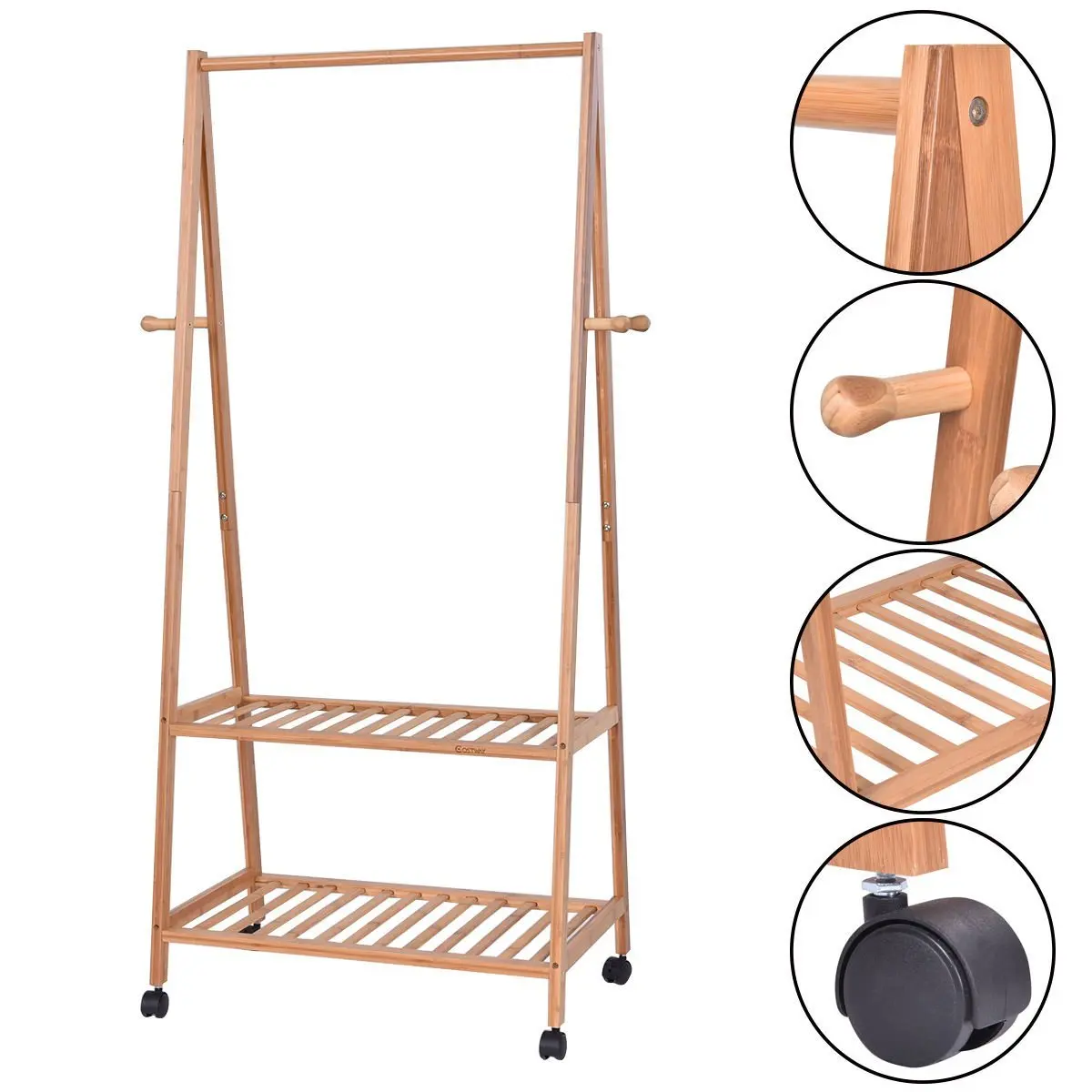 Eco-friendly Bamboo Garment Rack - 100% Natural Clothes Storage