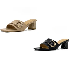 OEM ODM Custom 2026 Summer Women's Open Toe Sandals Retro Style High Heel for Slippers Fashionable Buckle Outdoor Sandals PU