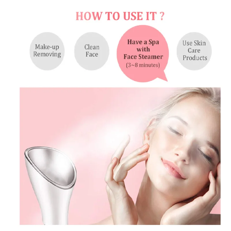 PSB private label portable humidifier veporizer hot face spa steamer nano ionic mist sprayer facial steamer kit