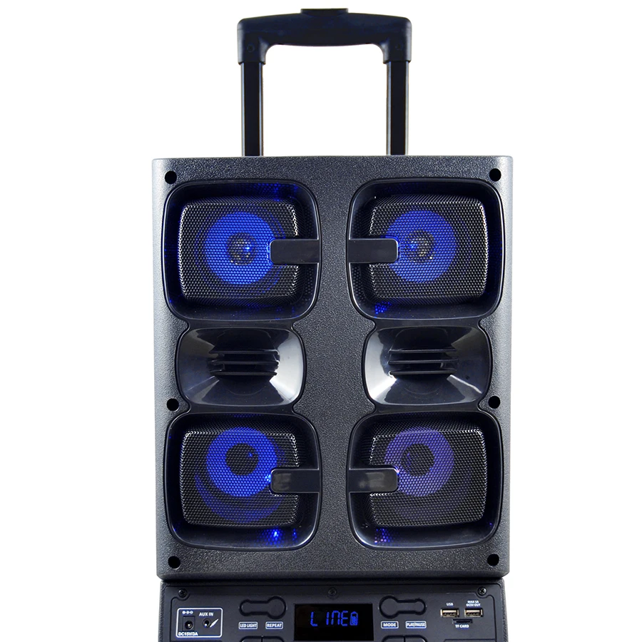 High Power Tall 6.5 Inch Audio Bluetooth Party Trolley Speaker With Disco Light