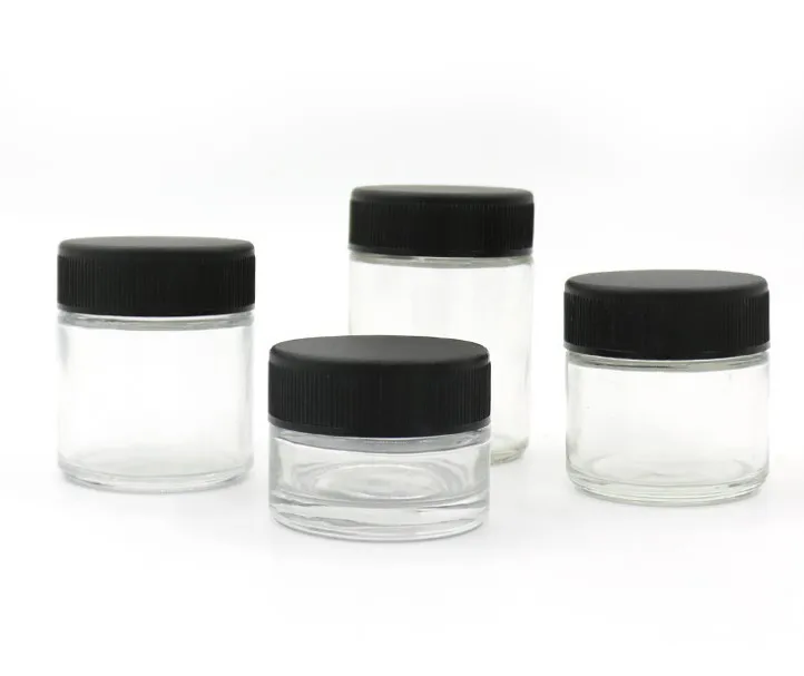 Eco-friendly 50ml 70ml 110ml Glass Packaging Containers with CRC Cap Child Safety Electroplated Surface Screw Seal for Packing