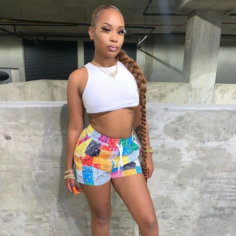 Bandana Beach Outfit Summer Fashion Printed Bandana Shorts