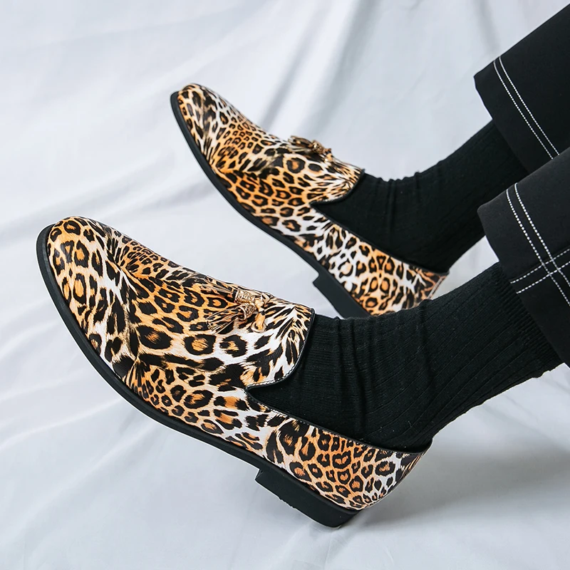 Canvas Shoes Leopard Print Shoes Mens Trendy Leopard Print Canvas