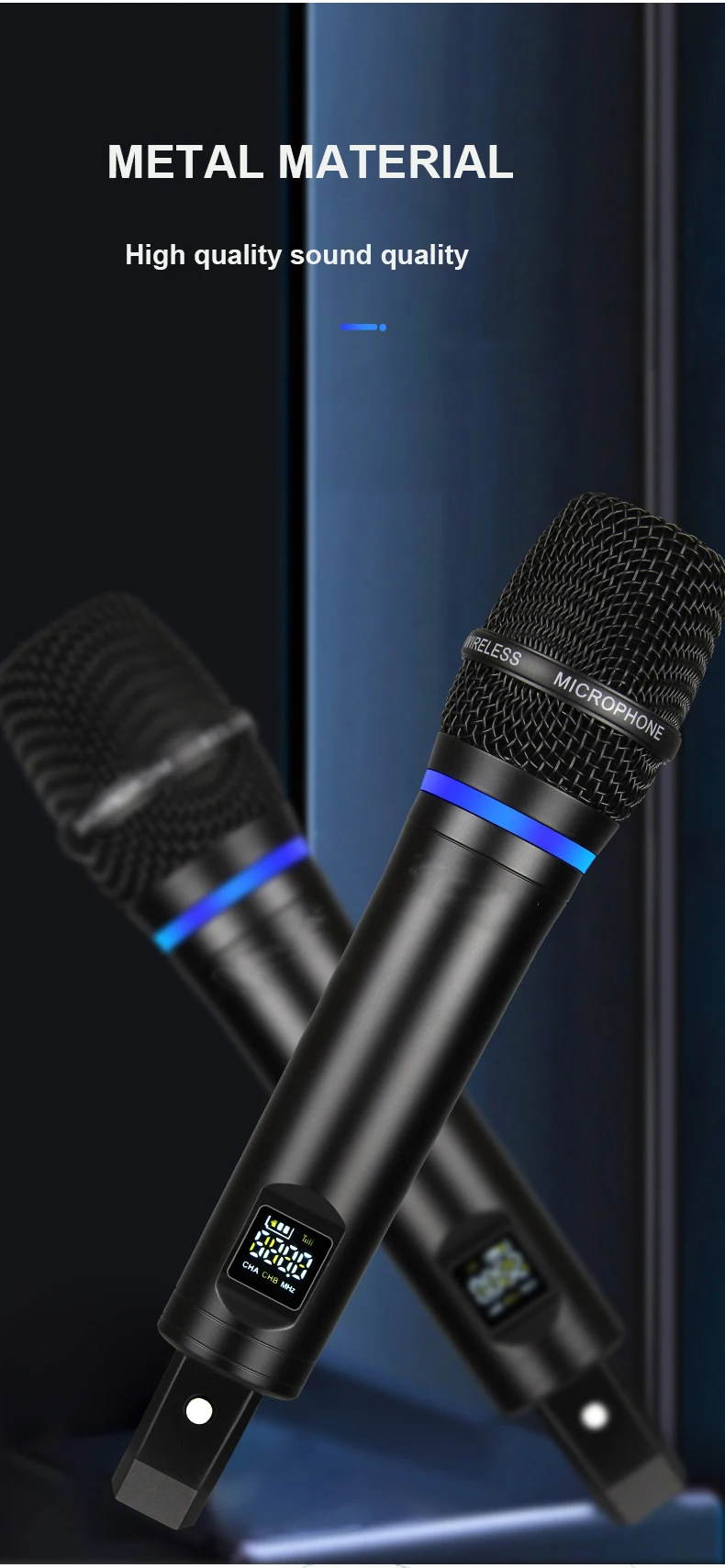 Portable Rechargeable Hand Microphone Cordless Dynamic Mic Professional