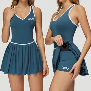 New Style Breathable Women's Two Piece Tennis Skirt with Tank Top Outdoor Sports Fitness Wear Yoga Tennis Set