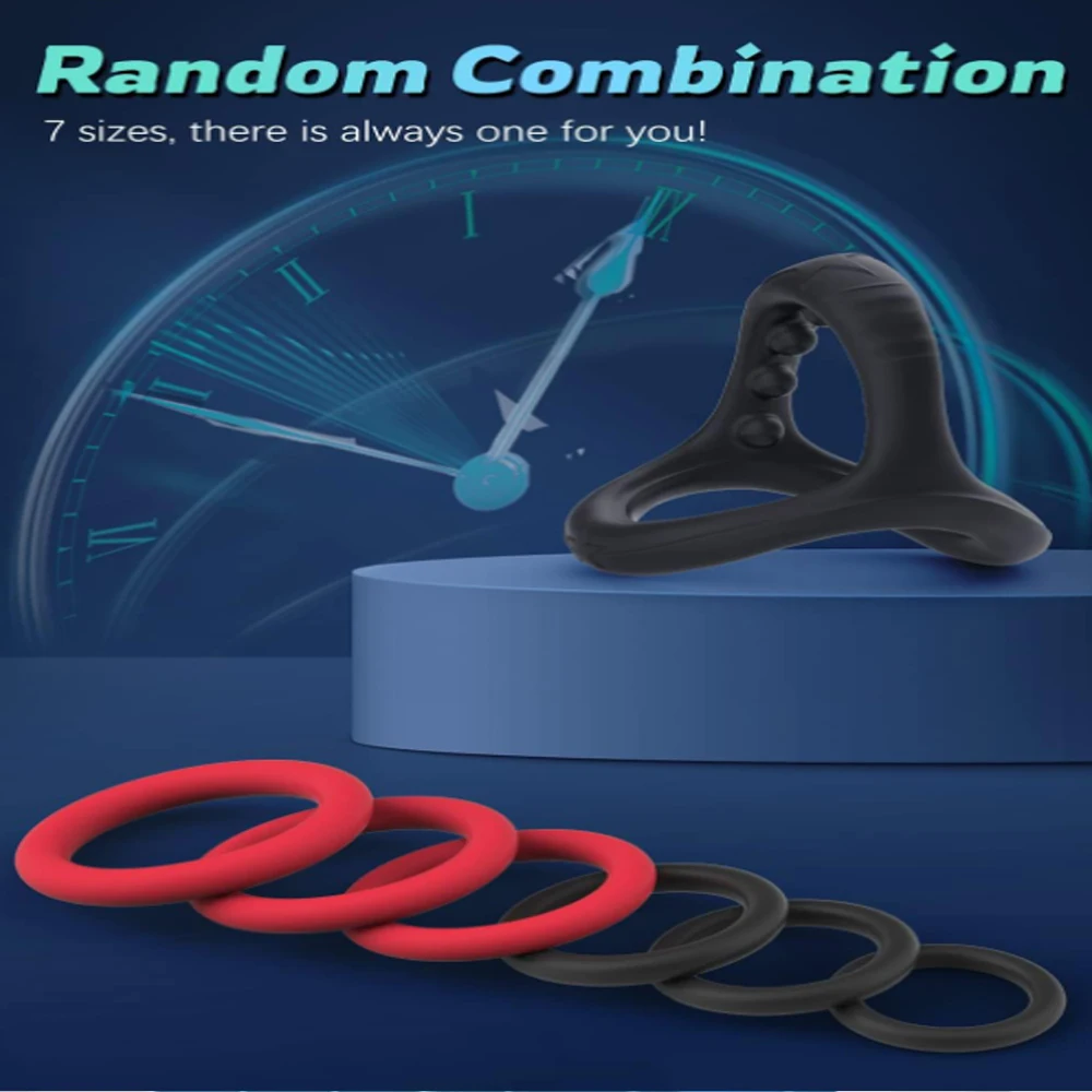 Silicone Cock Penis Rings Set with 7 Different Sizes for Erection Enhancing Long Lasting Stronger Strech Adult Sex Toys for Men