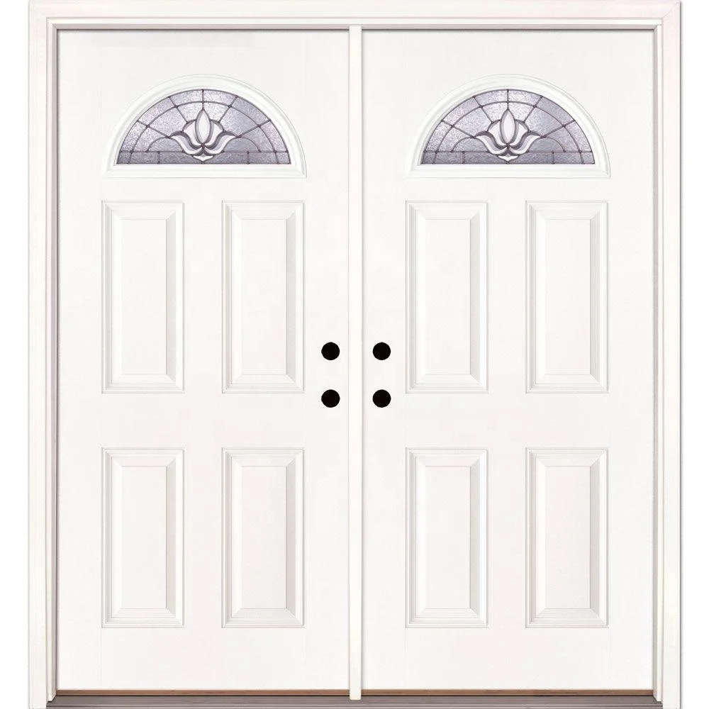 Modern fiberglass entry double door woodgrain fiberglass exterior doors for home