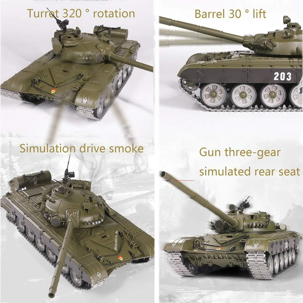 1/16 Scale Remote Control Metal Tank Model Toys with Simulation Track Sound Action and Smoke Effects Gifts for Adults & Kids