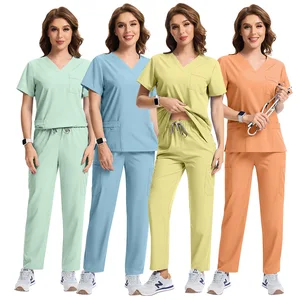 High Quality Scrubs Set Doctor Center Uniform Comfortable Staff Scrub Suit Ladies Beauty Spa Salon Short Sleeved