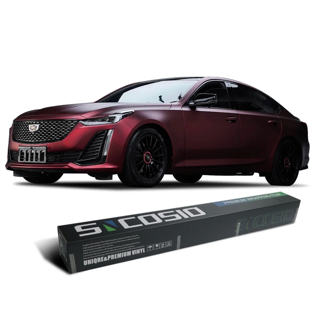 1.52 X 17m Car Wrap Vinyl Burgundy Romance Red Romantic Red Satin Chrome Car Wrap High Quality