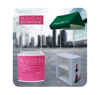 Customized Display Stand Exhibition Booth Sunshade Supermarket Drinking Eating Table Floor Promotion Shelves