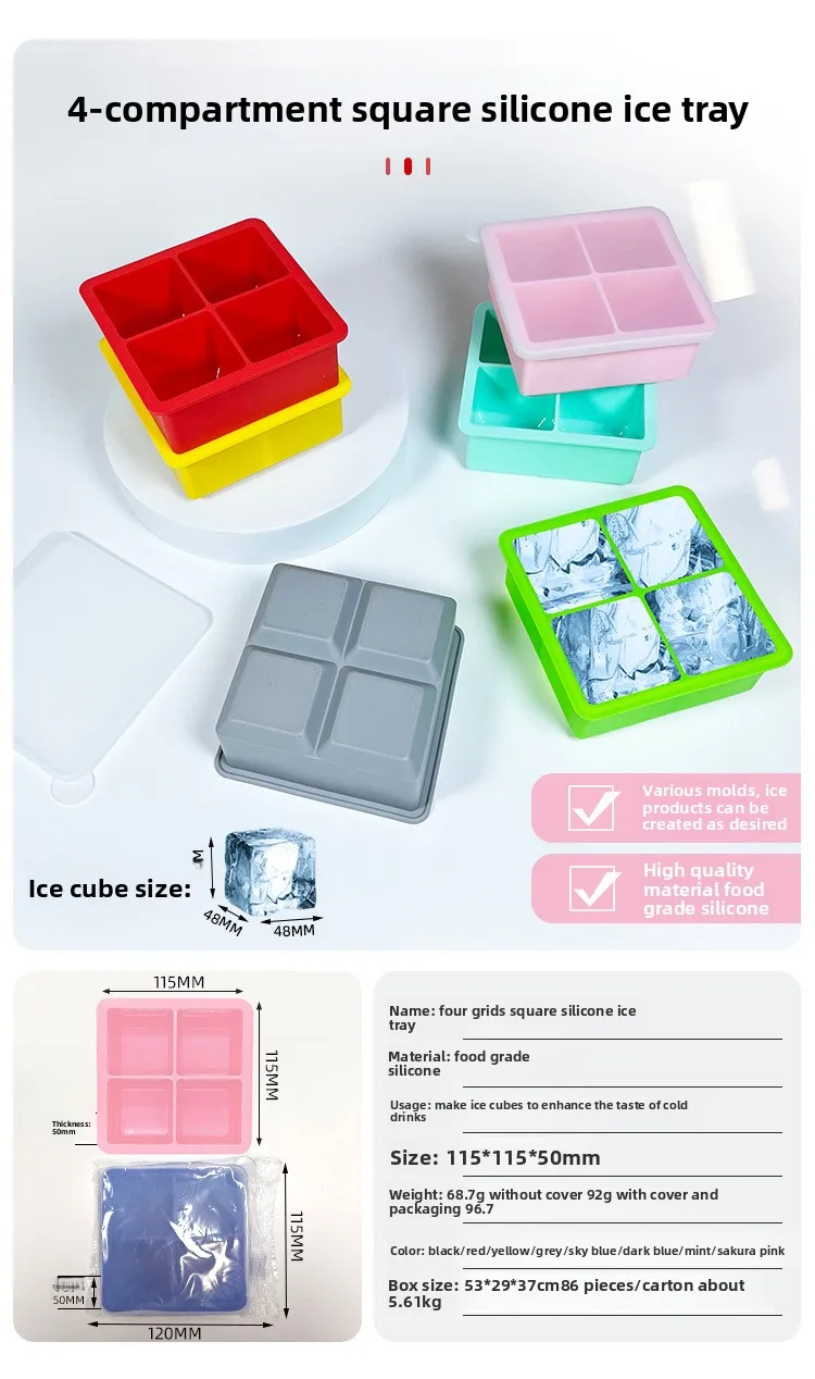 Customizable Summer Square Silicone Ice Tray Sustainable and Easy-to-Demold Bar Ice Making Mold supplier