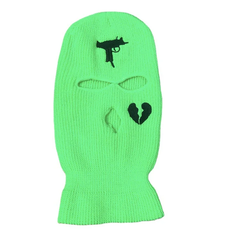 Ski Mask Pink UZI Pistol Broken Heart Embroidered Pink Cool 