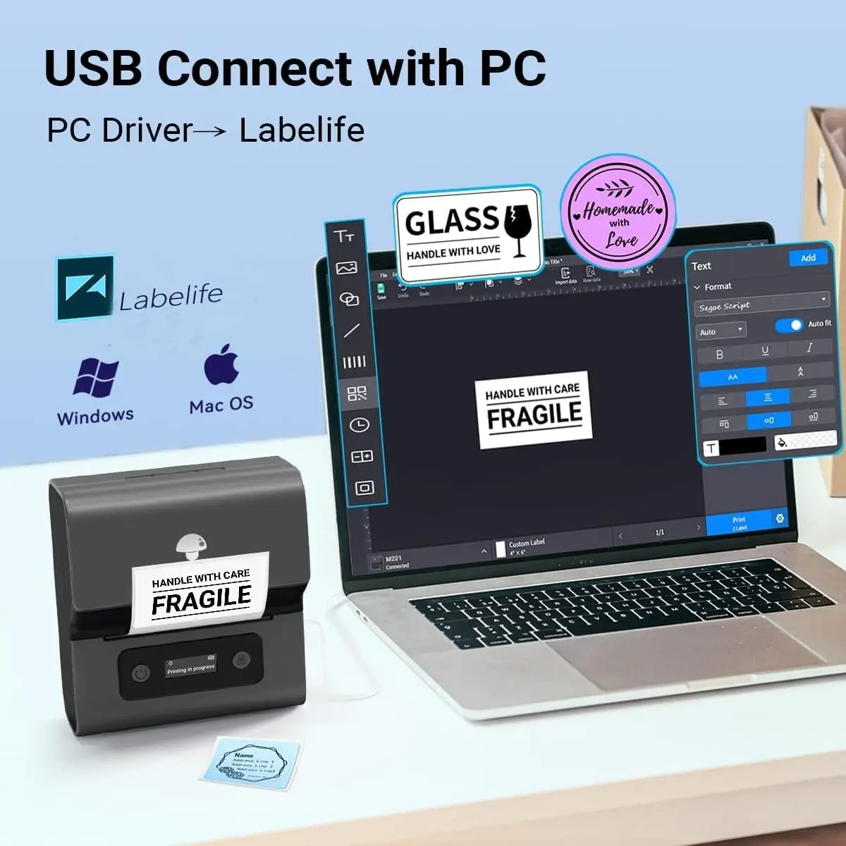 Phomemo M221 80mmラベルプリンター インクレス ステッカー 衣類 価格