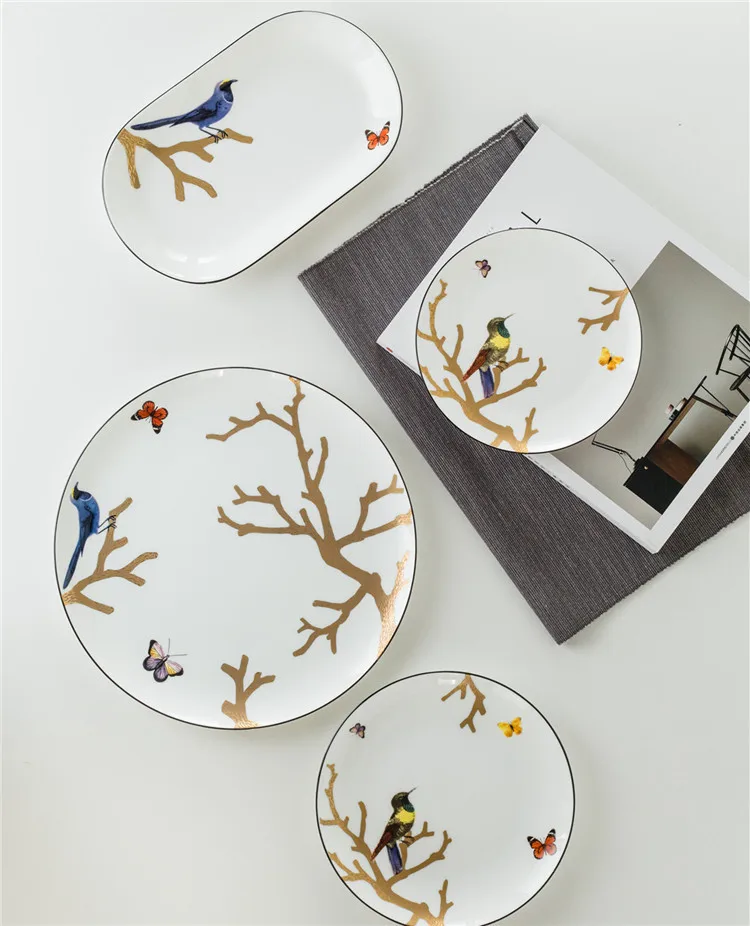 Western Eastern Tableware Custom French Plate Set Exquisite Luxury Bone China Dinner Sets with Gold