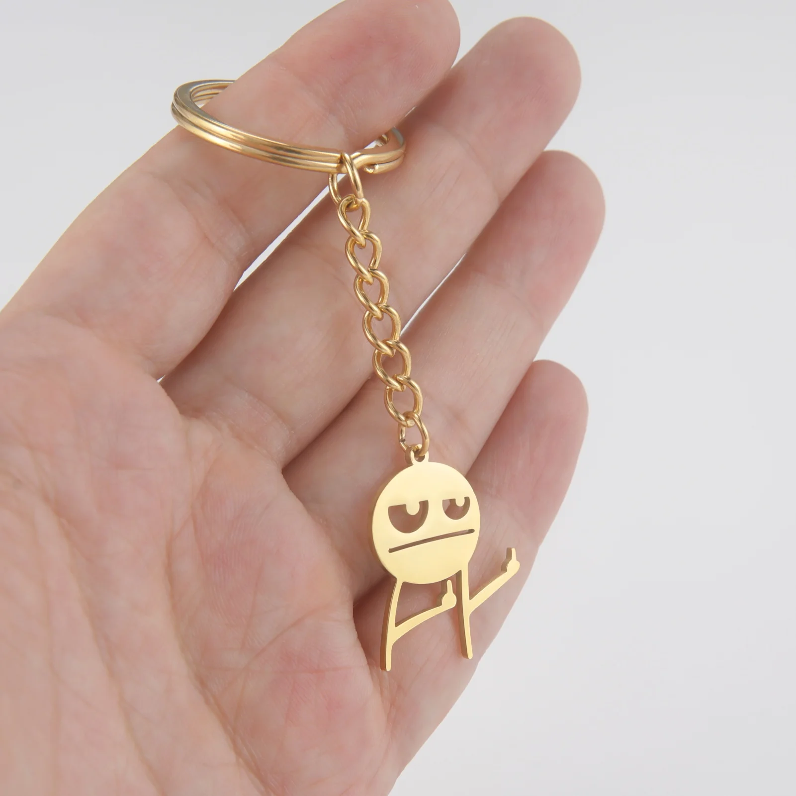 2 Portachiavi Stickman Con Dito Medio – Acciaio Inossidabile, Omino Scheletro, Regalo Divertente Per Amici - 3