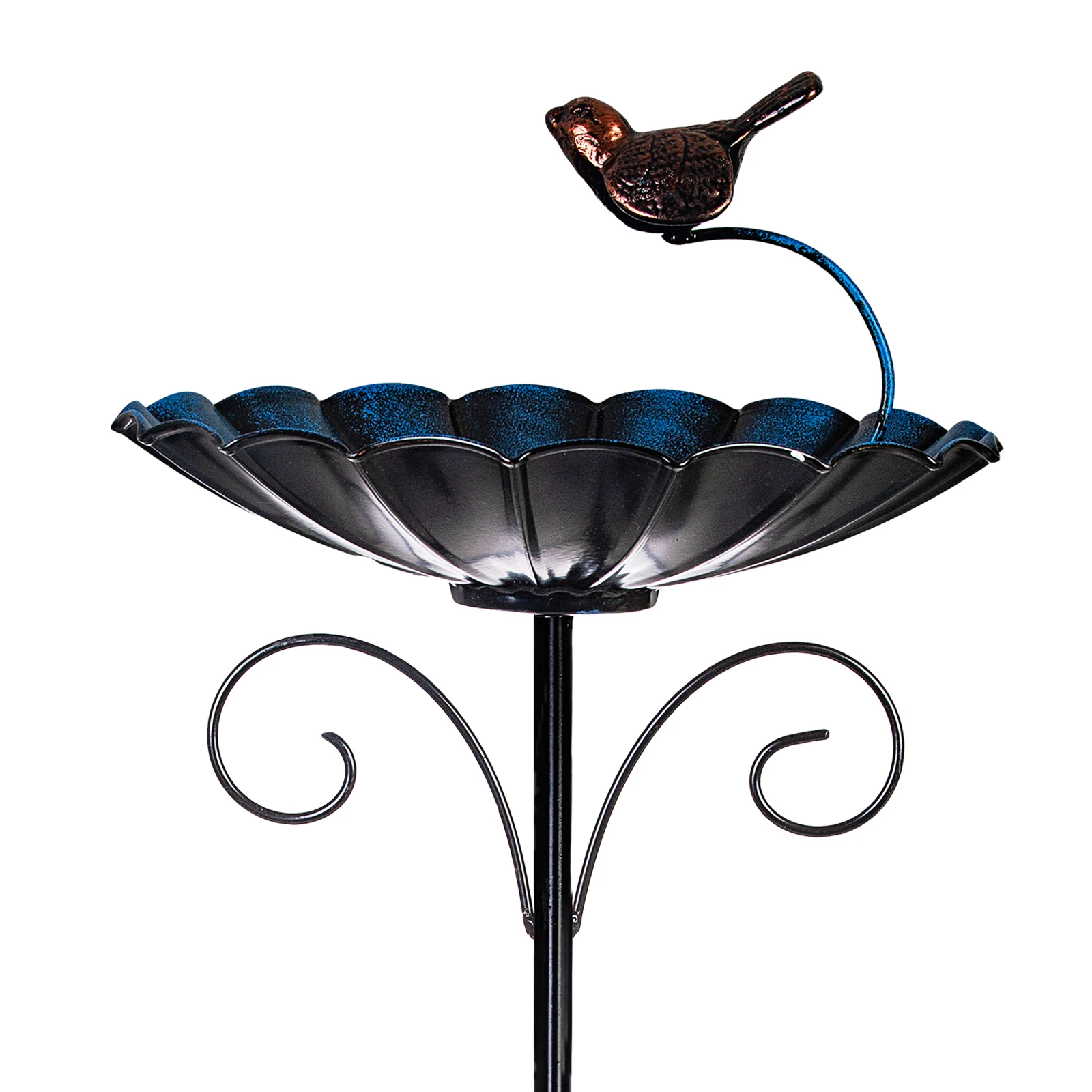 Outdoor  Bird Bath Metal Bird Baths Cast Iron Birdbath with Metal Stake Tall Bird Bath for Yard (Dia - 10inch)