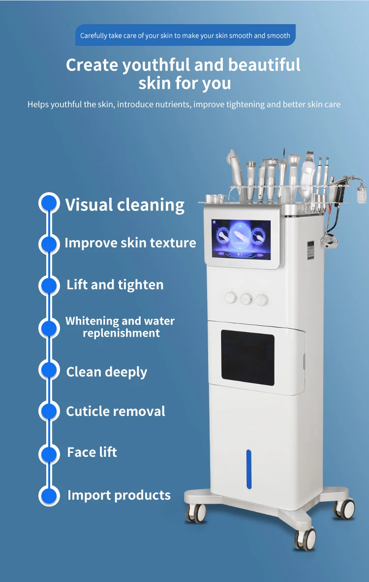 Salon 10 in 1 visible blackhead remover  peel hydro mabrasion cleaning hydra aqua peel facial machine
