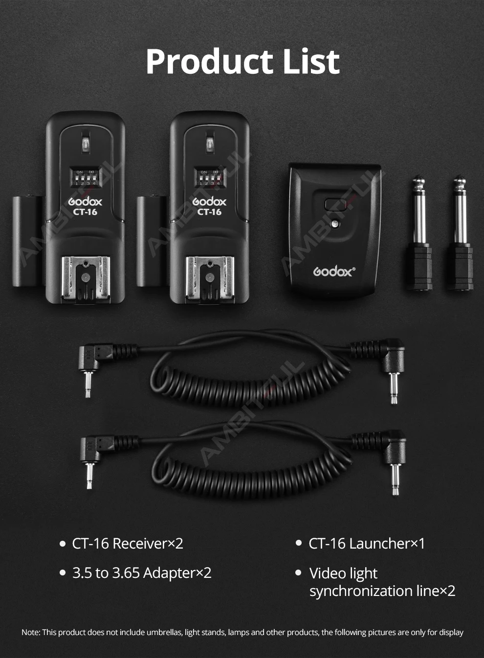 Godox CT-16 16 Channels Wireless Radio Flash Trigger Transmitter + Receiver Set for Canon Nikon Pentax Studio Flash