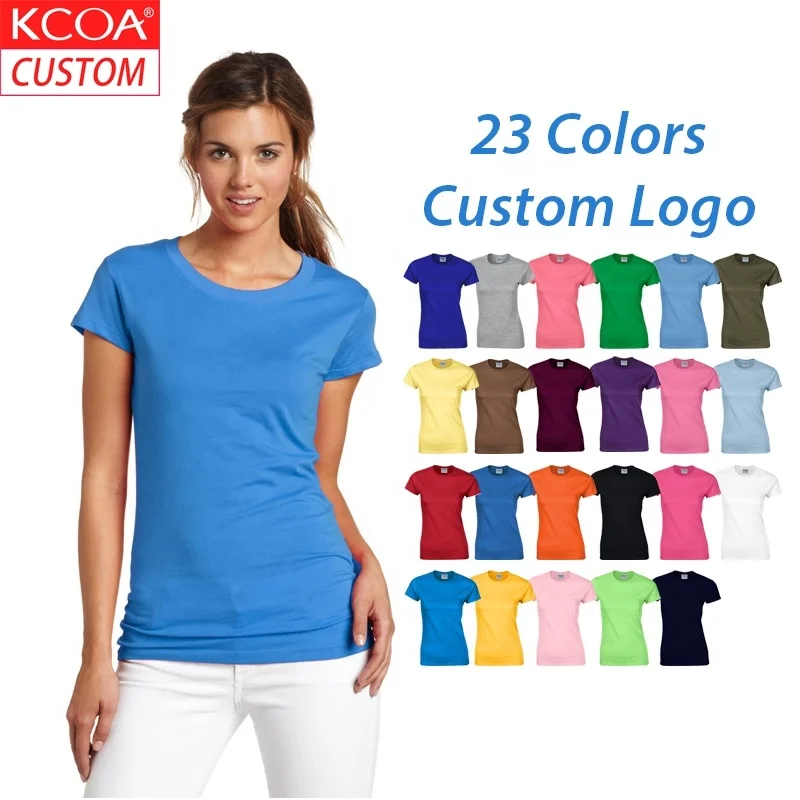 OEM Wholesale Discount Price Custom Design Round Neck Cotton Womens T-Shirts