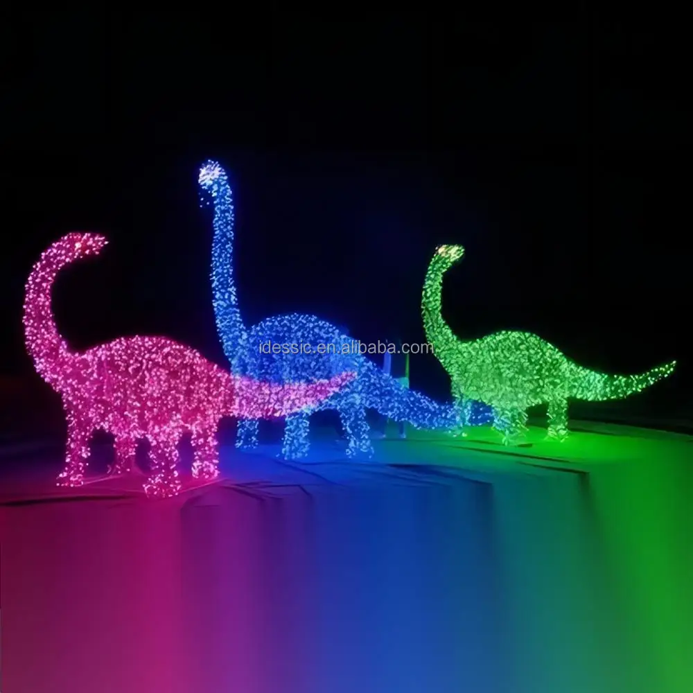 Outdoor 3d Illuminated Light Up Wire Frame Animal Dinosaur Sculpture ...