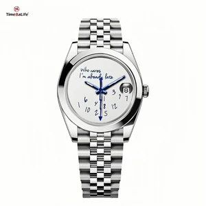 Custom Who Cares I AM Already Late 316L Stainless Steel Watch 36/39mm DIY Dial Mans Watch Waterproof Wristwatch Quartz Movement