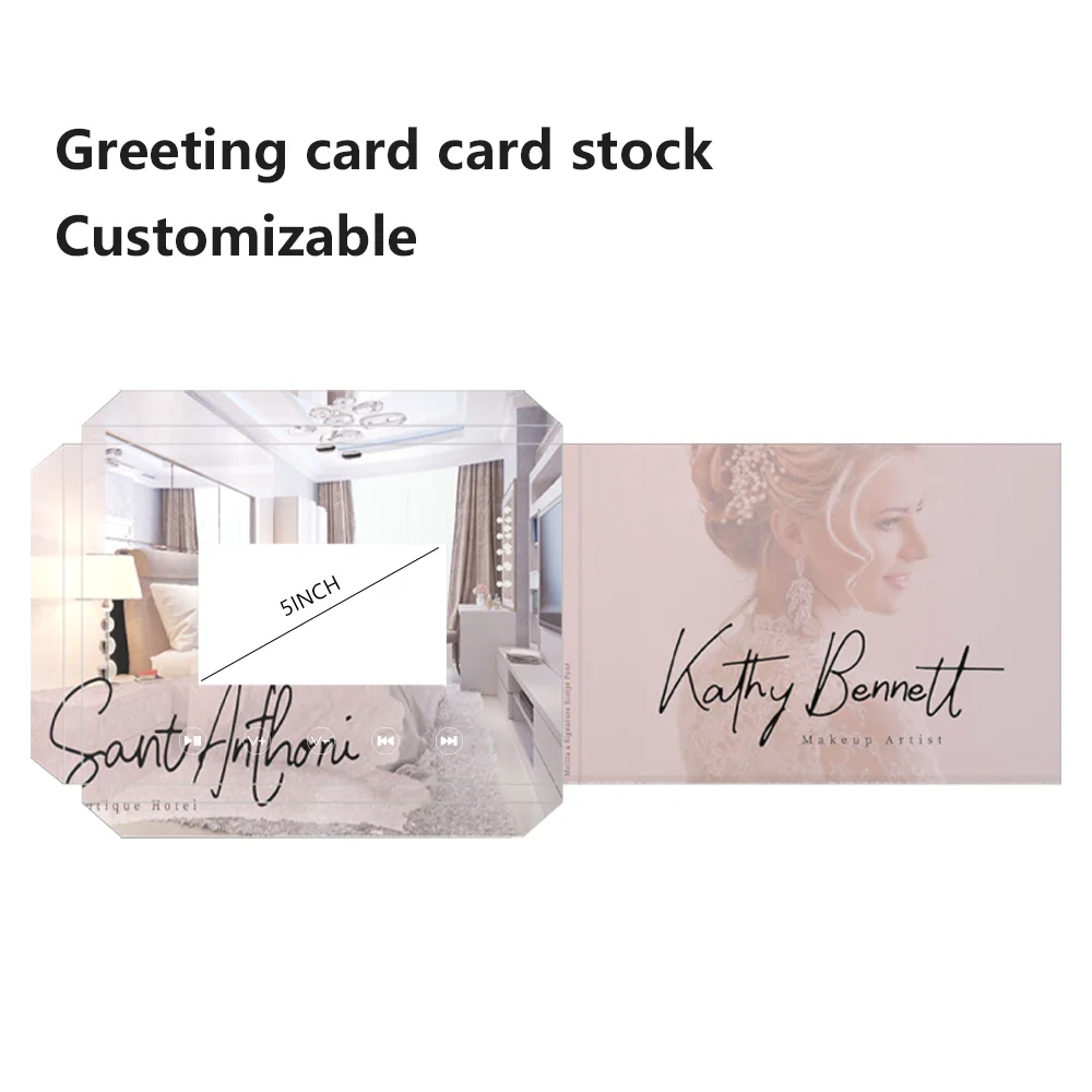 Customized Paper Card for Chinese Homemade Video Brochure 4.3 5 7 10 Inch Lcd Displays Video Card Invitation