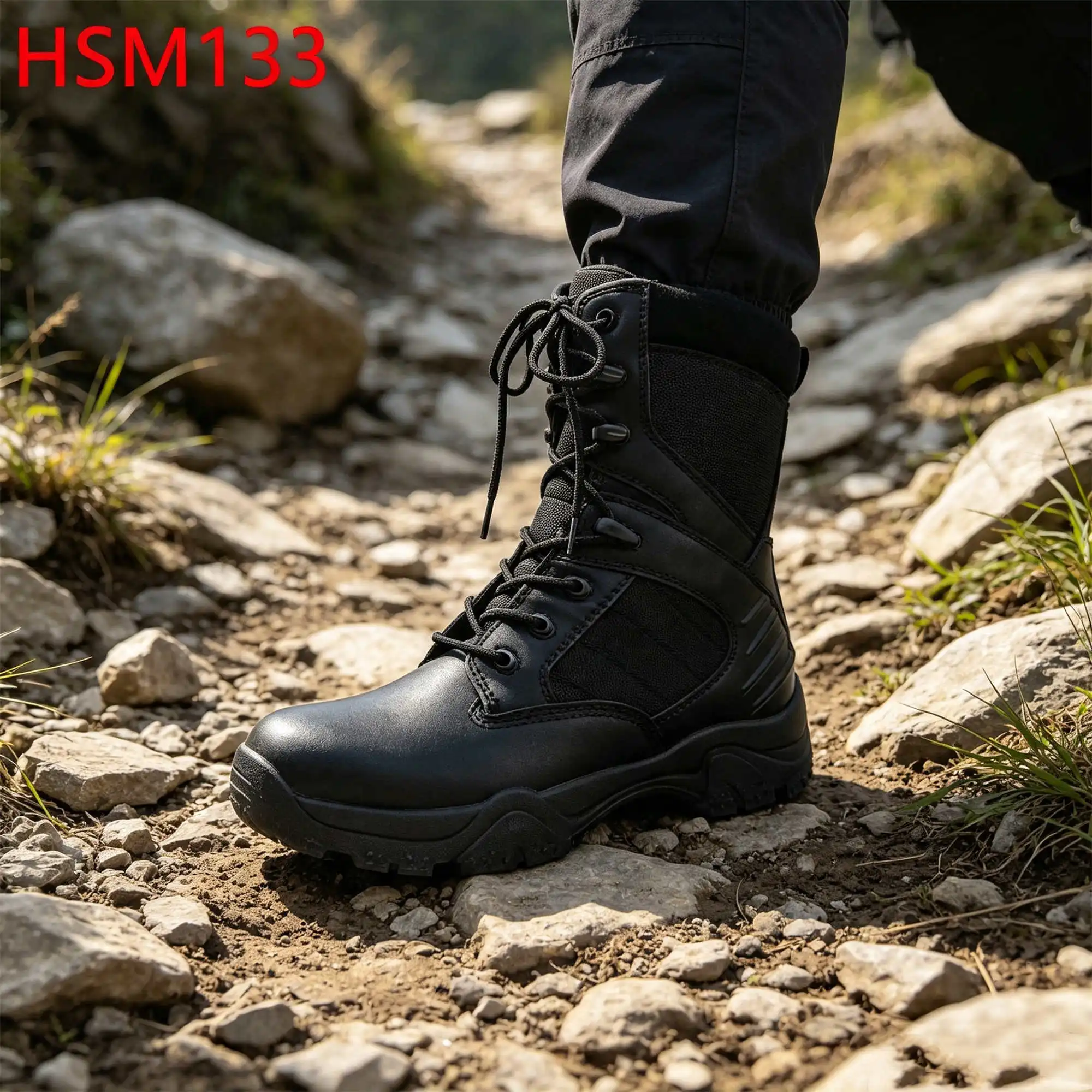 ZYF,Coastal Cliff Natural Suede Leather Collar Design Hua Singh Combat Boots Strong Grip Rubber Outsole Men Leather Boots HSM133