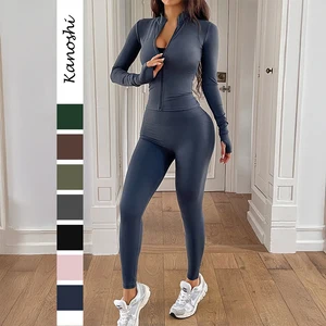 Sports Suit Woman Tracksuit Workout Set Female Fitness Leggings Quick-Dry Yoga Clothes Tight Long-Sleeved Set