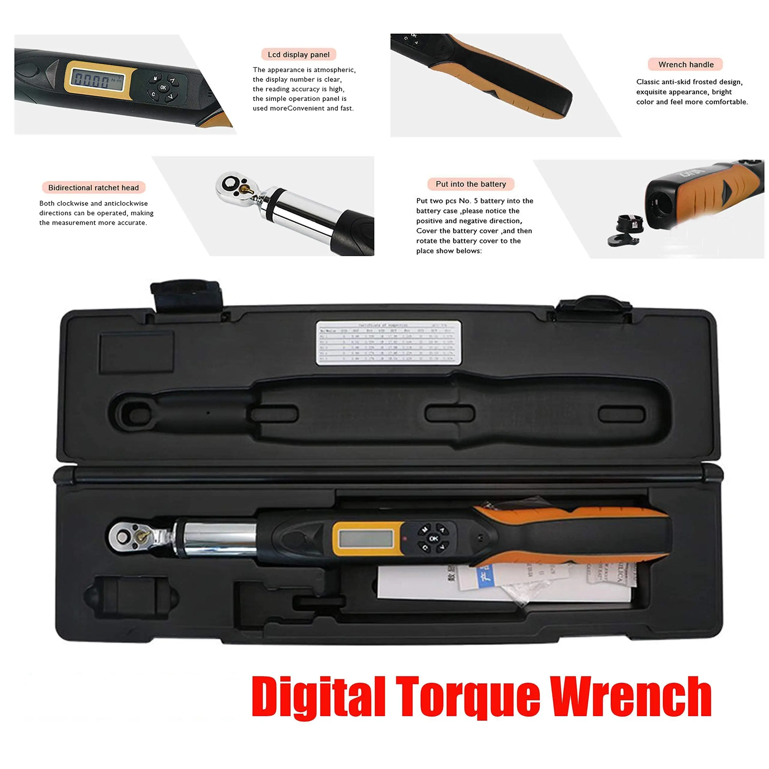 Industrial Grade 3/8 Digital Torque Wrench Set Adjustable 15~30N.m ...