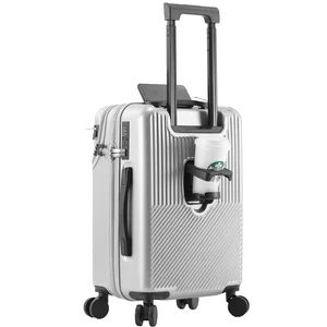 custom logo Large Capacity Luxury Simple Spinner Carry-On Luggage Front Open Pocket Trolley Case Classic Durable Anti-Theft Business Cabin