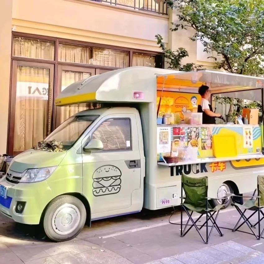 Food Cart Beverage Vending Cart Outdoor Mobile Fast Food Trailer ...