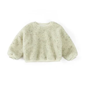 Newborn Baby Speckle Fleece Cotton Winter Sweatshirt Clothes Baby Girl  Puff Sleeve Clothes Top