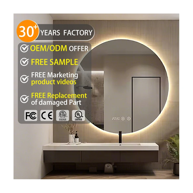 Home Decorate Smart LED Backlit Dimming Mirror Time Display Defogger Bathroom Espejo LED Mirror
