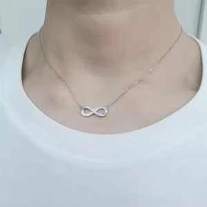 2026 Most Popular High Quality American Style 8-Shaped 925 Sterling Silver AAA Zircon Stone Women's Pendant Necklace Rhodium Top