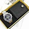Orologio Nero e Argento + Portafoglio + Scatola Regalo