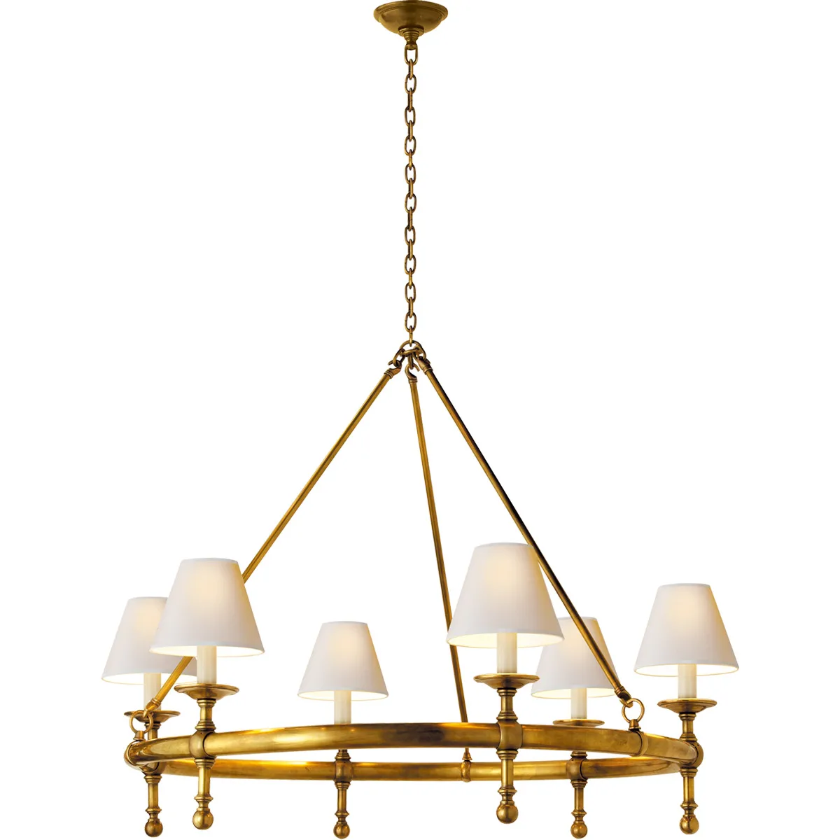 Hot Sales American Style Classic 6 Lights With Shades Solid Brass Ring Pendant Lighting Fixture Decorative Chandelier