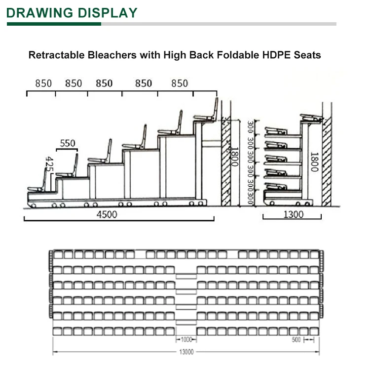 Stadia Row Riser Customized Indoor Telescopic Seating System - Mobile Bleachers for Sale