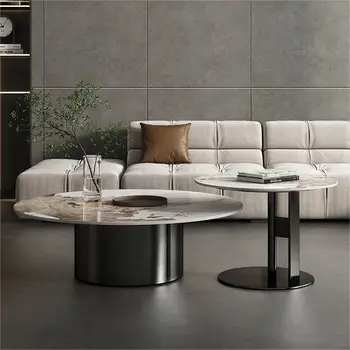 Modern luxury table stainless steel gold  black hotel living room coffee table
