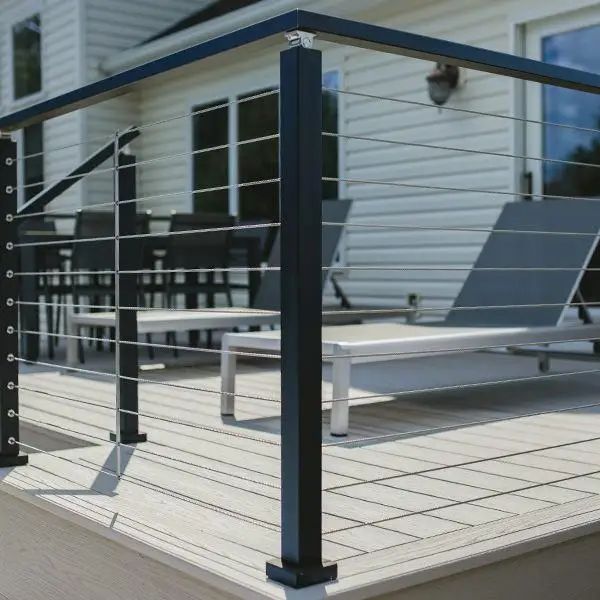 Customized Stainless Steel Balcony railing outdoor black cable for exterior deck railing cable handrail system