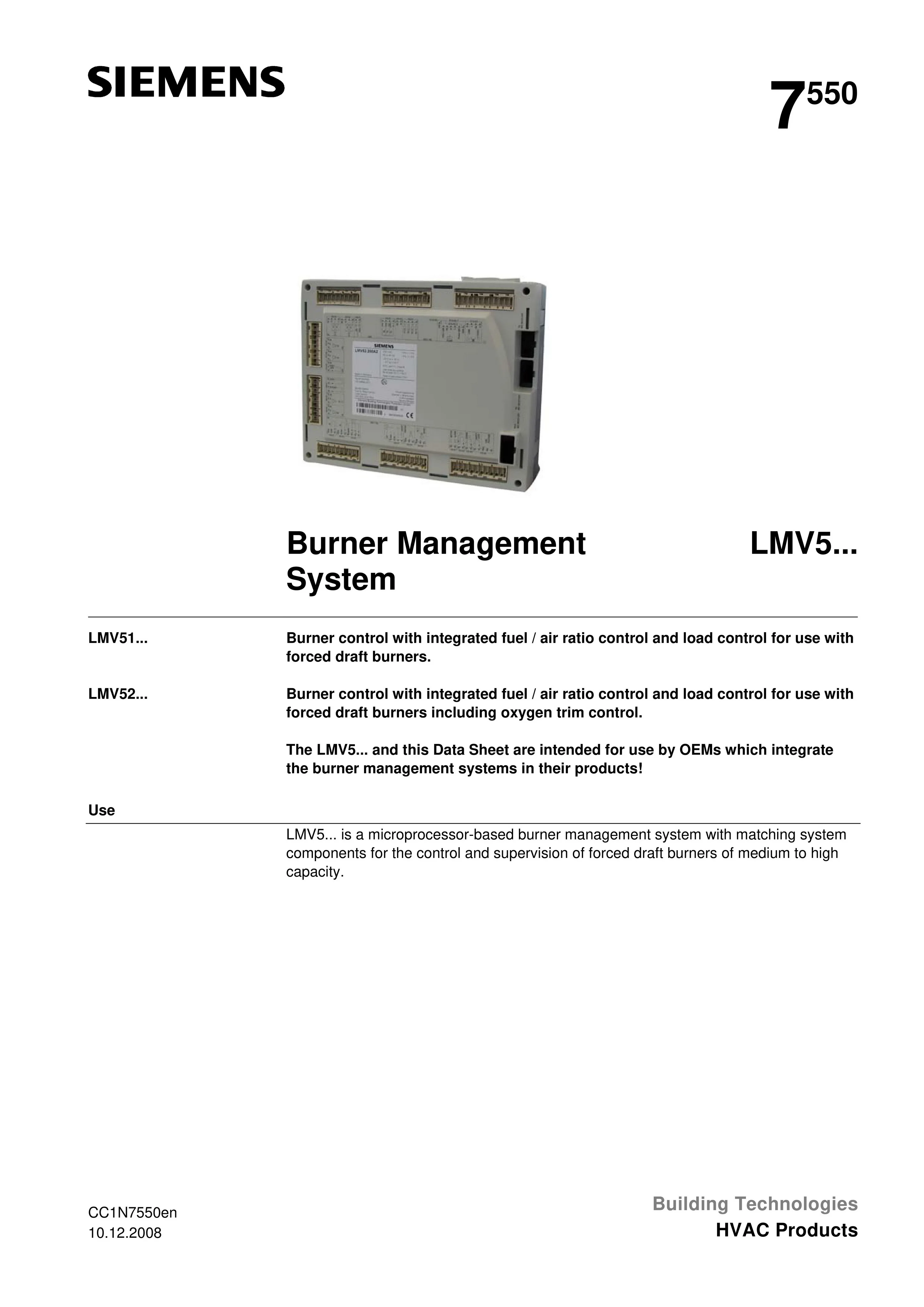 Siemens Burner Management System Lmv52 Series Display And Operation