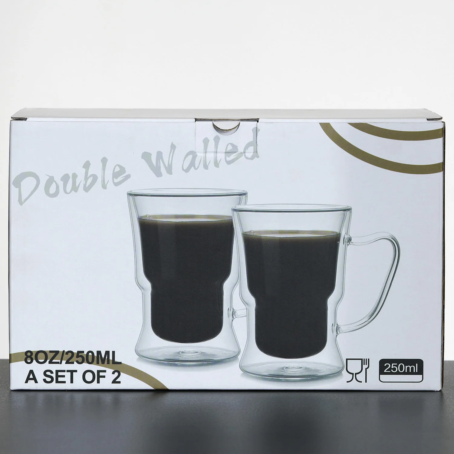 Hot Sale Double Wall Insulated Double Glass Coffee Mug Drinking Clear
