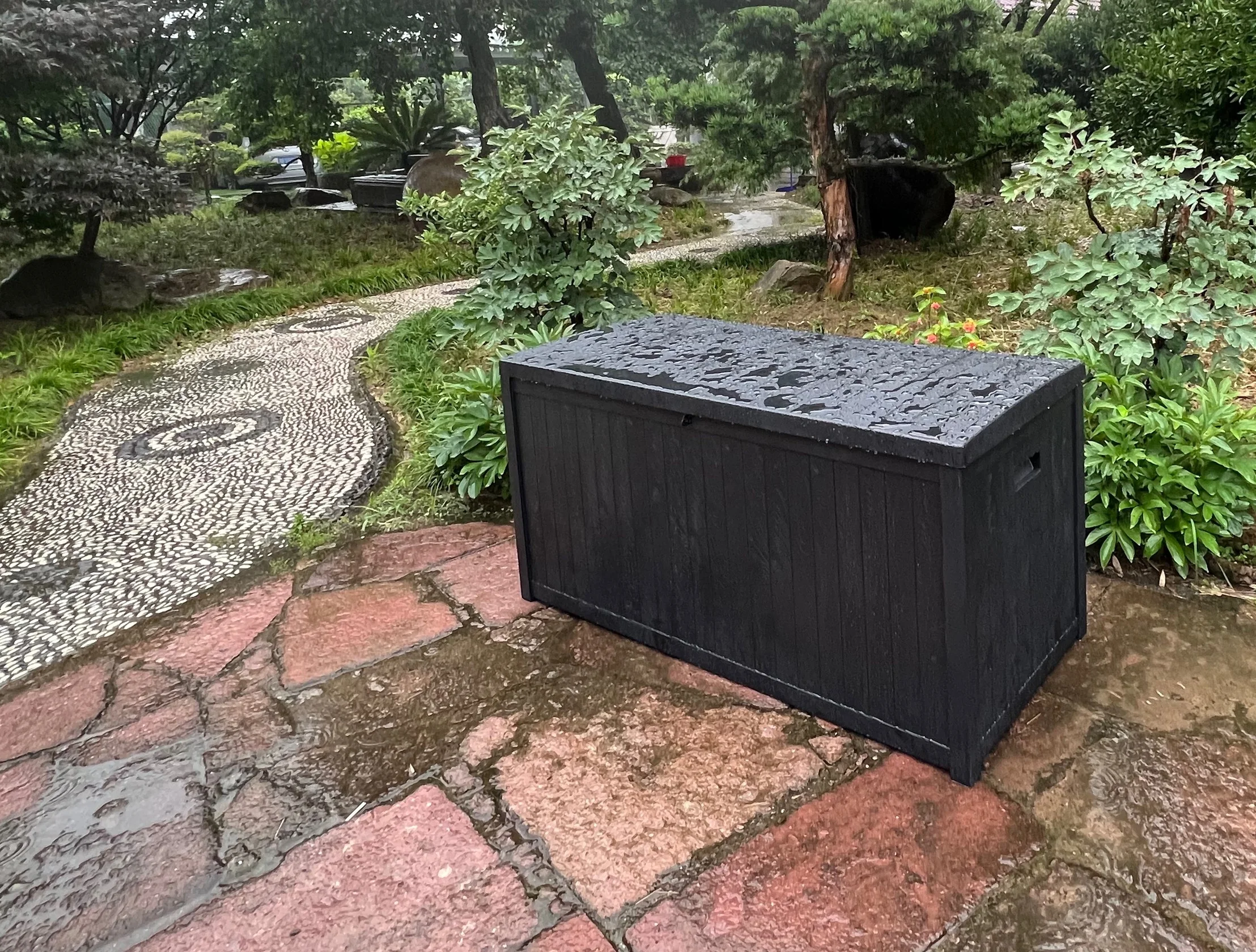 Large Resin Patio Outdoor Storage Deck Box Garden Tools 430l With With