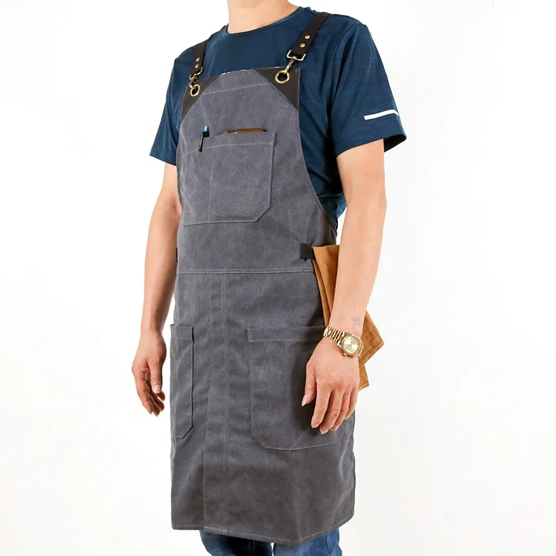CHANGRONG Custom Canvas Leather Reinforcement and Split-Leg Carpenter Blacksmith Mechanic Woodworker Apron