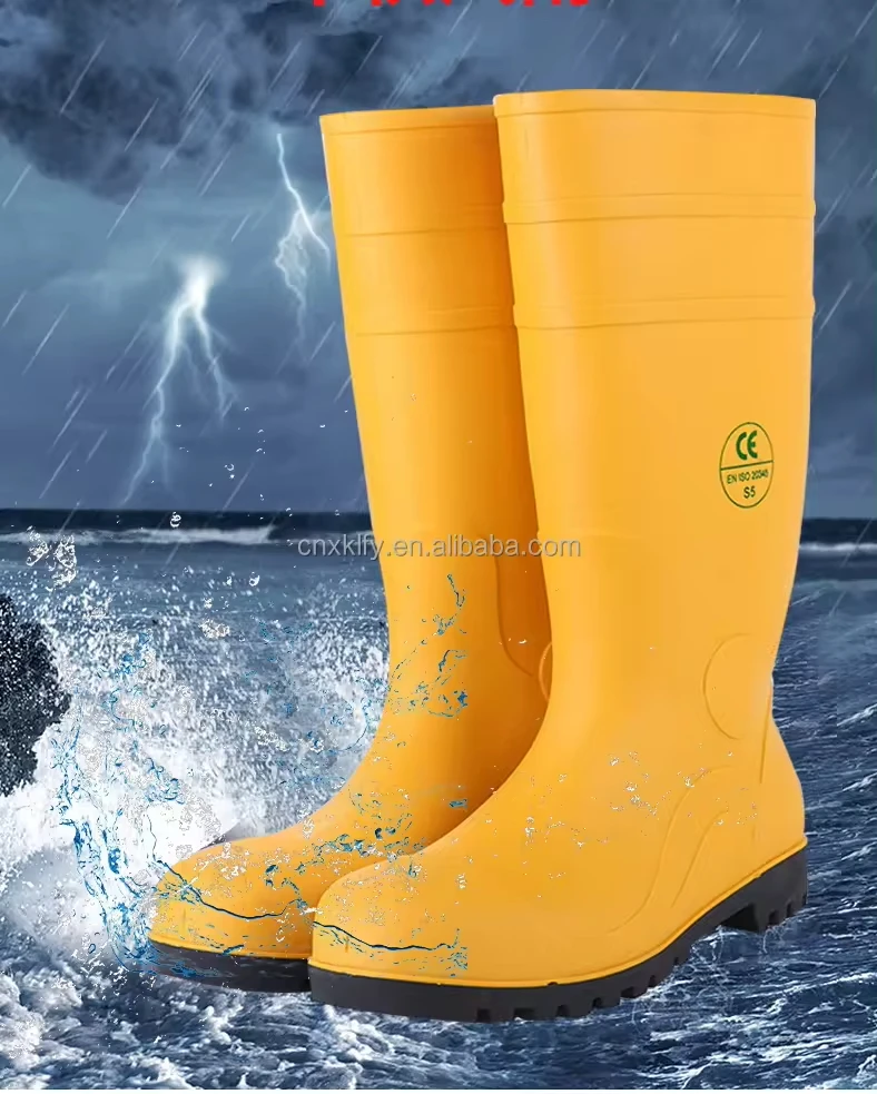 Wellington Boots with Safety Steel Toe - Rain Boots for Industrial Use