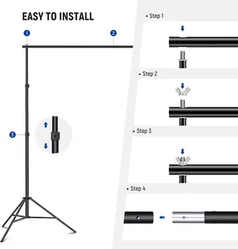 Neewer 10ft/3m Wide 6.6ft/2m High Adjustable Background Stand with 4 Crossbars Photo Studio Backdrop Support System detail image